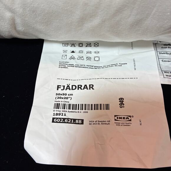 Ikea 20x20 Pillow Insert Duck Feather FJADRAR Throw Pillow Couch Sofa Bed - Picture 2 of 4